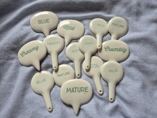 Vintage Ceramic Cheeseboard Cheese Tasting Tags Flags Or Labels