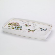 - Vanity Tray, Ceramic Countertop Organizer, Artistic Home Decor (Butterfly G...