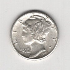 1943 D MERCURY DIME 10¢ 90% SILVER DENVER MINT 10 CENTS UNITED STATES OF AMERICA