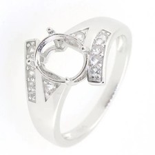 Sterling Silver Semi Mount Ring OV 10x8mm Oval Stone Bypass Ring Setting