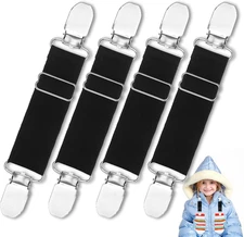 4PCS Adjustable Elastic Mitten Clip Glove Straps for Kid & Adult Stainless Steel
