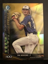 2017 Bowman Chrome Scouts Top 100 Gold Refractor #BTP91 Phil Bickford /50