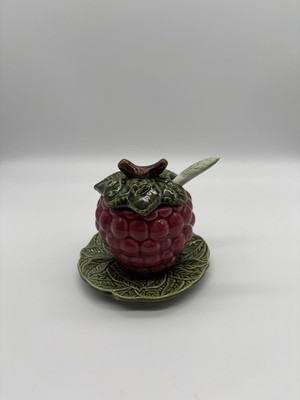 VTG Portuguese Majolica Raspberry Jelly/Jam Pot - Jay Willfred / Andrea by Sadek
