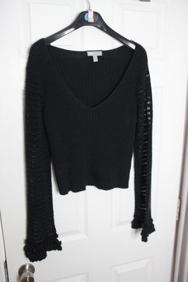 Asos Strickpullover schwarz mit Häkelärmeln