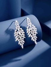 Small Dangle Cubic Zirconia Drop Earings Stud Platinum Plated Earrings Wedding