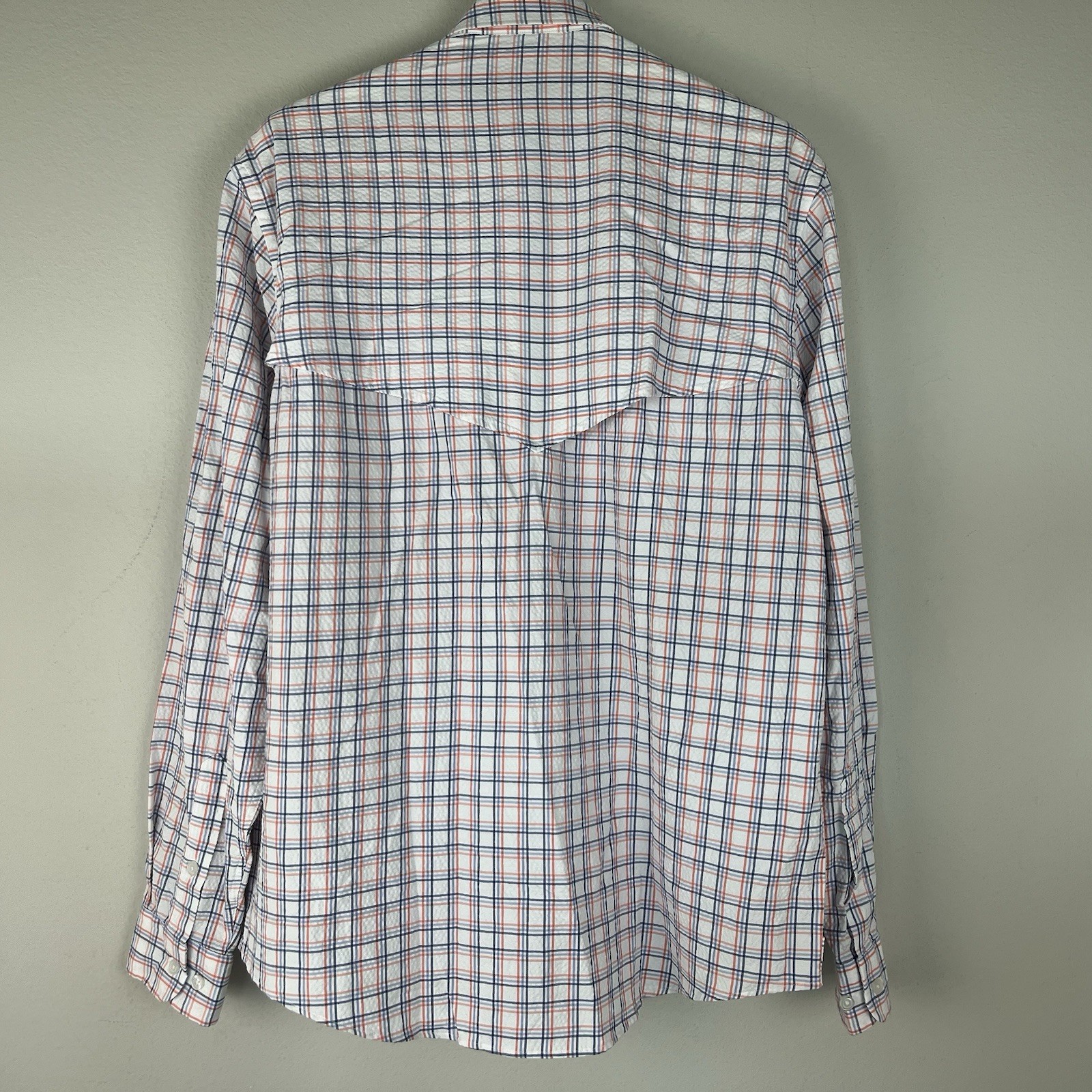 Criquet Austin, TX Seersucker Fishing Shirt Mens XL Vented LS Windowpane NWT