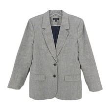 J. CREW Classic Two Button Blazer Herringbone Linen Blend Gray/Blue EUC Size 4