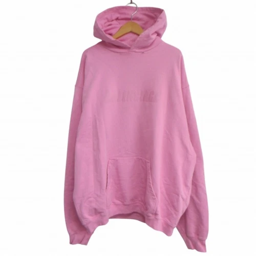 FELPA CON CAPPUCCIO BALENCIAGA 22AW LOGO DISTRUTTO stampa invecchiata rosa XS 729361 AA usata 63