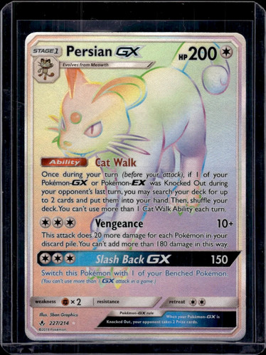 Pokemon 2019 Unbroken Bonds Pokemon Persian GX FA HR