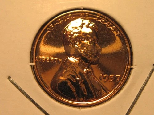 1957  LINCOLN WHEAT CENT, PROOF, FREE SHIPPING (#968D)