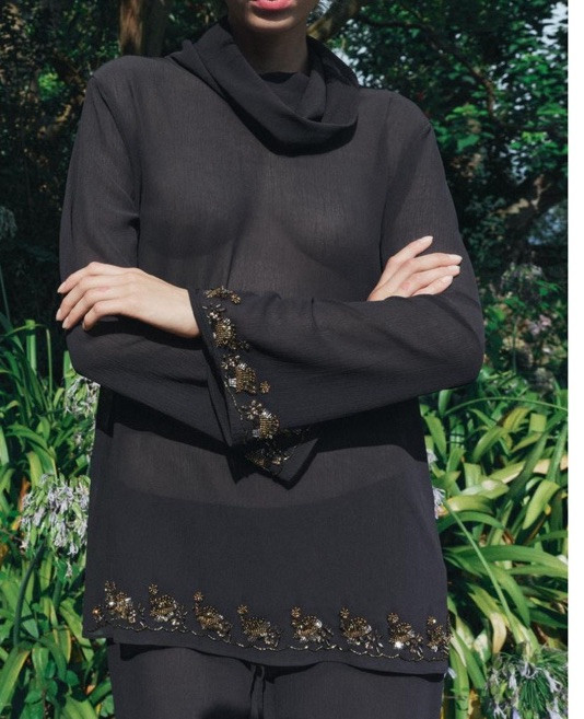 Zara Flowing Co Ord With Bead Detail Size L RRP 150