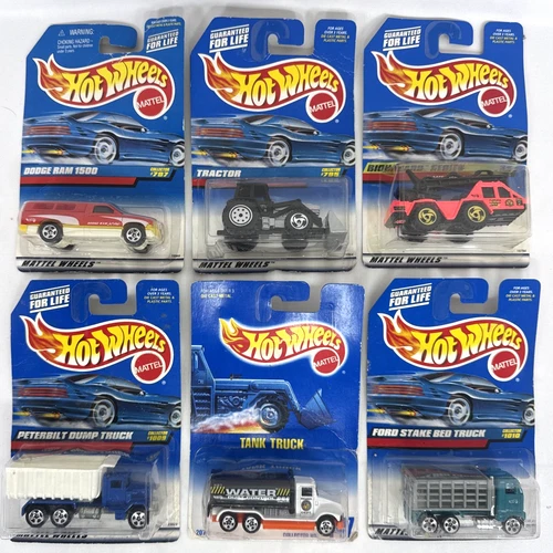 Vintage Hot Wheels Truck Lot of 6 | Dodge Ram, Peterbilt, Tractor, Tank Truck