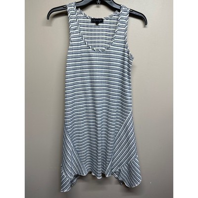 City Triangles Striped Tank Dress Size M Blue White Sleeveless Asymmetrical Hem