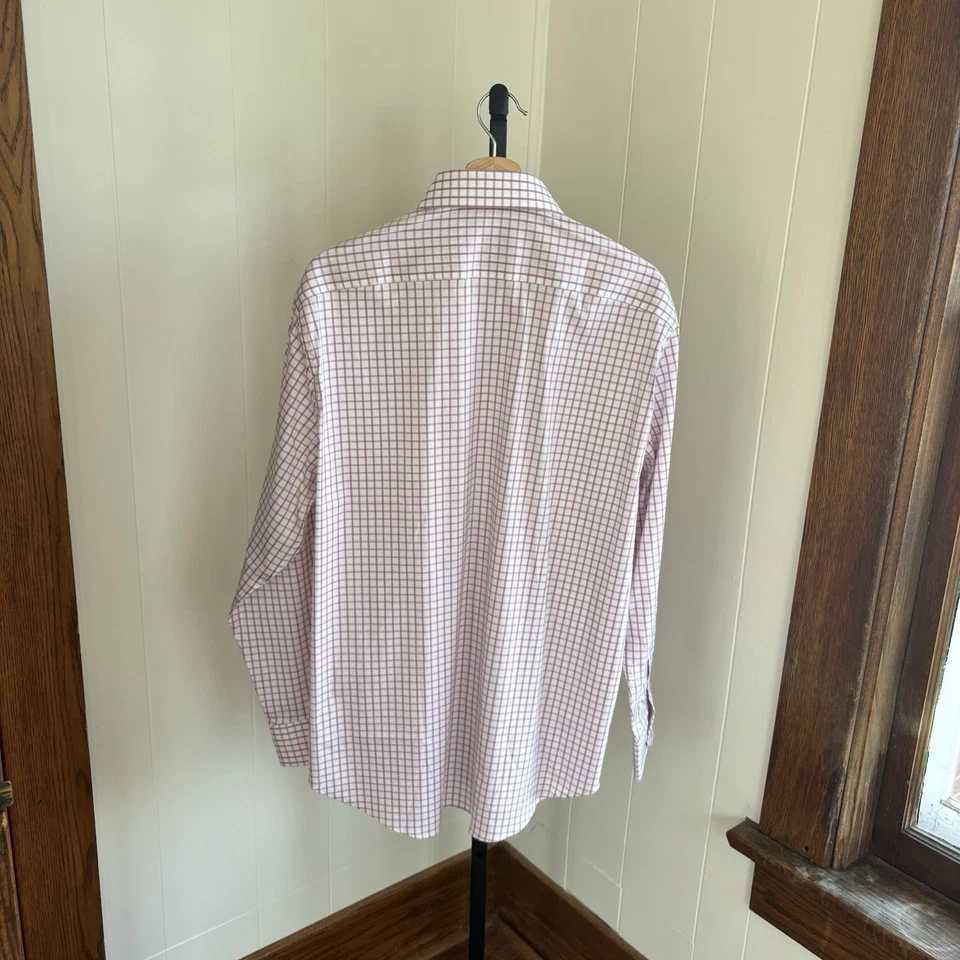 Bonobos Mens 17-35 Slim Fit Dress Shirt Mauve Check Plaid Long Slv Ild Money NWT - Image 3 of 4