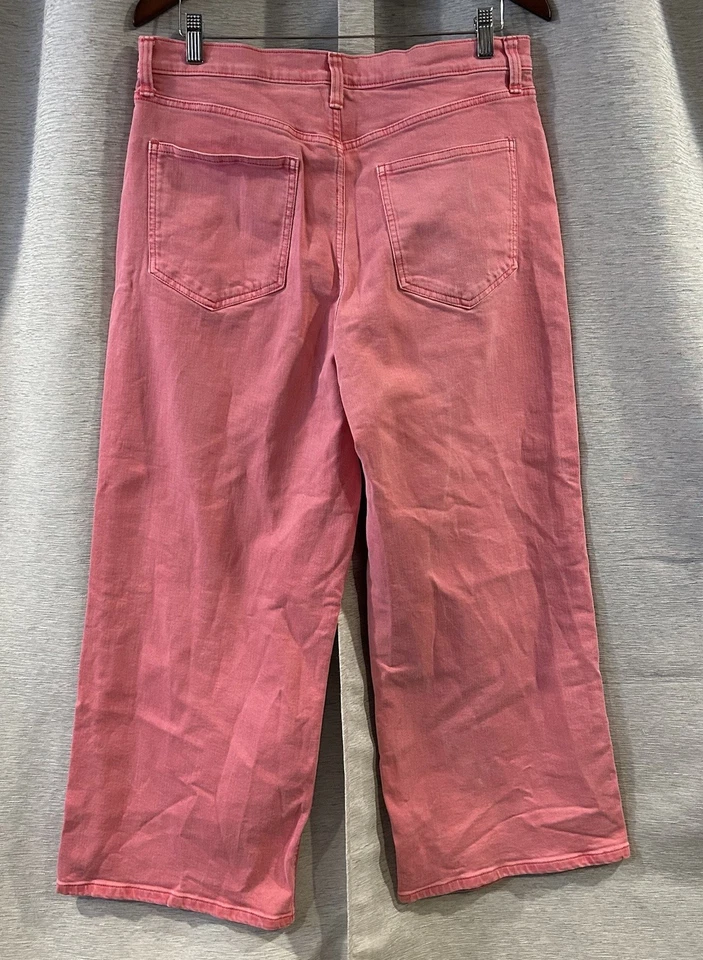 Pantalones de mezclilla cortos GAP para mujer tiro alto pierna ancha caramelo coral talla 12/31R dobladillo crudo Foto 3 de 4