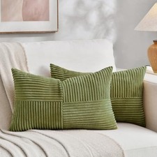 2 Packs Lumbar Decorative Throw Pillow Covers 20" x 12" Pack of 2 Moss Green
