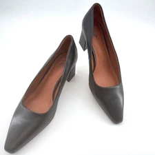 SARTO by Franco Sarto Women’s Black Leather Heels – Size 8M, Pointed Toe, Block