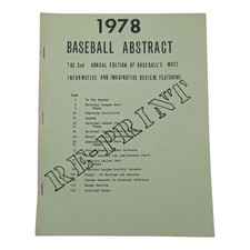 Bill James Baseball Abstract 1978 Vintage Re-Print Book 2nd Annual Edition RARE