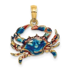 14K Yellow Gold Crab Pendant with 0.70ct Pear Diamond on 30 Inch 14K Box Chain — listing 5