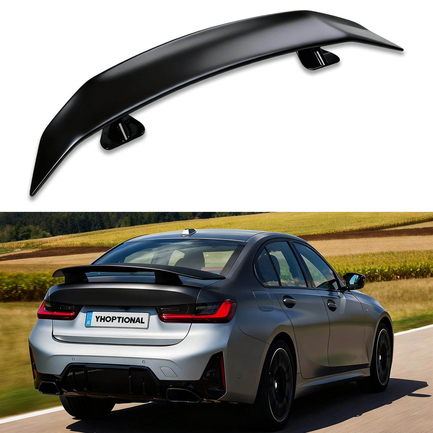 For Audi R8 2008-23 Matte Black Style 54inch Rear Trunk Spoiler Lip Wing Racing
