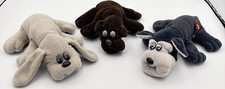 Vintage 1985 POUND PUPPIES LOT of 3 - Plush Stuffed Dog Dark Brown Gray 9  Tonka