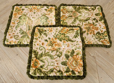 Joyable Vintage Velvet Floral Cushion Covers Green Retro X 3