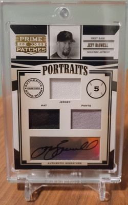 JEFF BAGWELL 2005 PRIME PATCHES PORTRAITS TRIPLE JERSEY HAT PANTS AUTO 6/25
