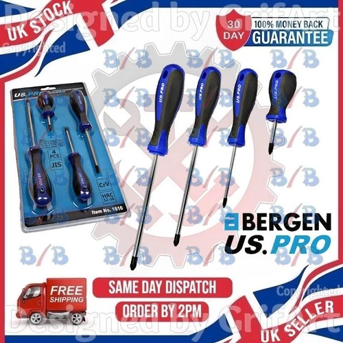 USPRO 4PC JAPANESE INDUSTRY INDUSTRIAL STANDARD SCREWDRIVER SET JIS PH1 PH2 PH3