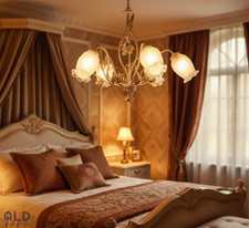 Lampadario artigianale in ferro battuto per camera da letto cameretta 5 luci e14