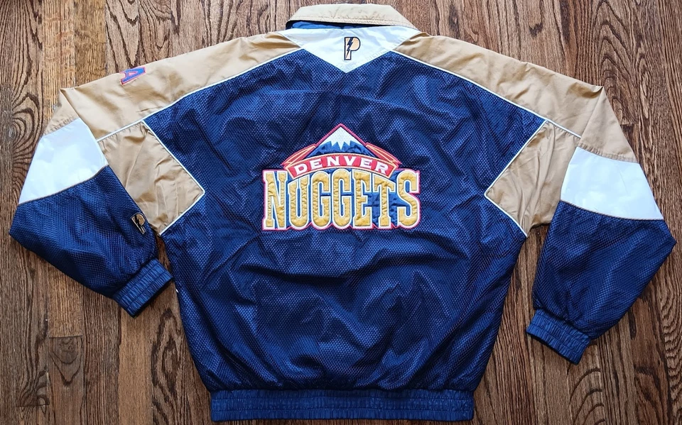 Chaqueta de calentamiento cortavientos Denver Nuggets Pro Player vintage años 90 cremallera Foto 2 de 4