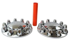  Chrome ABS Complete Axle Cover Set with Standard Hub Caps and 33mm 2 Front