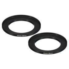 43mm-58mm Metal Step Up Ring 2 Pcs Camera Lens Filter Adapter Ring Black