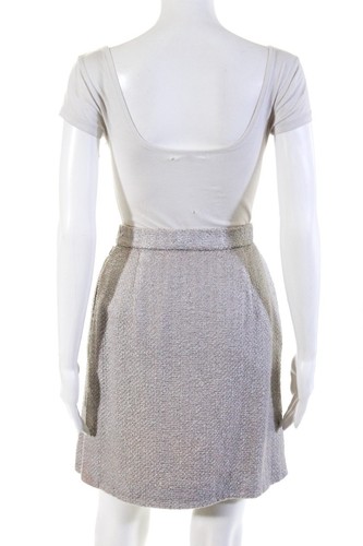 Carven Womens Shiny Tight Skirt Bottom Silver Size 8 10717429 - Picture 3 of 8