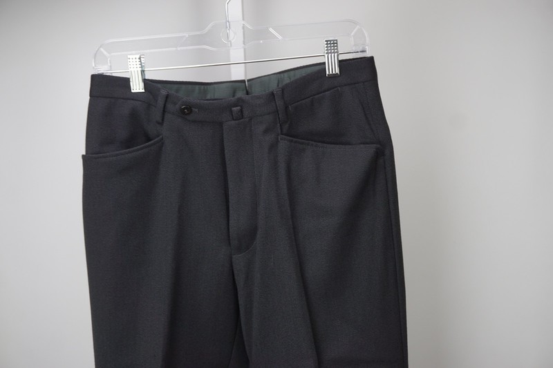 Incotex Dark Gray Woven Heavy Wool Dress Pants Sz  46 NEW