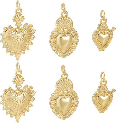 Cubic Zirconia Heart Charms 18K Gold Plated Brass Love Shape Charm Pendant with 