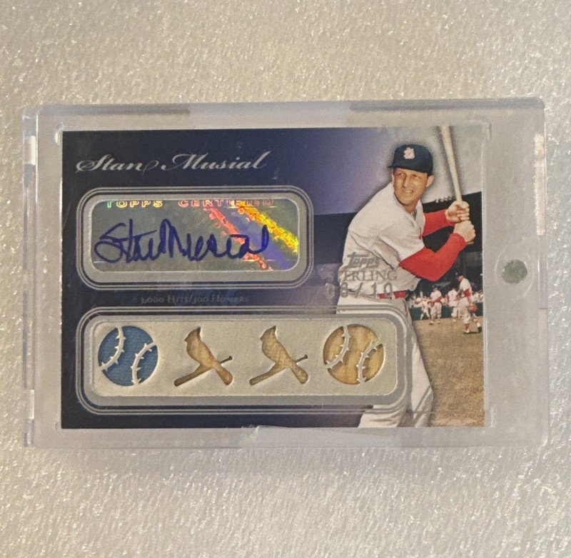 Topps 2008 Sterling Stan Musial Auto Triple Game Used Jersey & Bat Relic RARE🔥