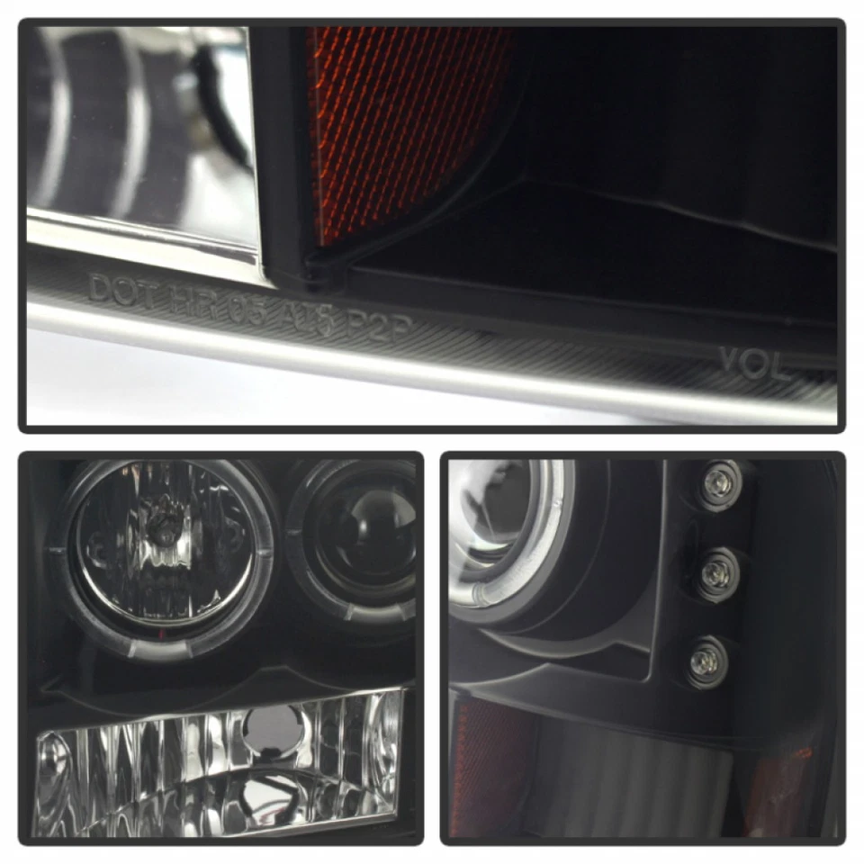 Spyder For Ford Excursion 2000-2004 Pair Projector Version 2 LED Halo LED Black - Image 2 of 4