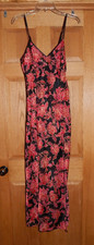 Vintage Victoria's Secret Long Maxi Gown Gold Label Red Black Floral Size Medium
