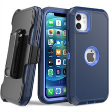 Blue For iPhone 12 12 Pro Max 12 Pro Hard Case Shockproof Cover With Belt Clip