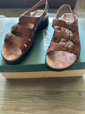 Clarks Dark Brown Leather Sandals Clarks Saltway Cove | Durable & Comfortable Walking Sandals main image 4
