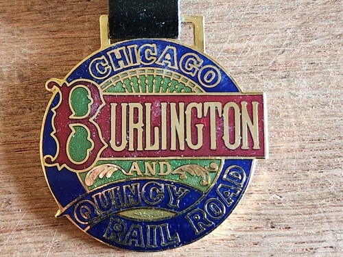 Chicago Burlington Quincy Railroad Pocket Watch FOB Train Advertising Vtg Strap - Picture 13 of 24