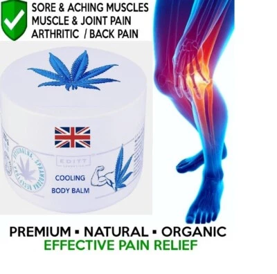 EDITT COSMETICS Cooling Nerve Pain Relief Hemp Cream Neuropathy Organic Max Strength Rub 220g UK