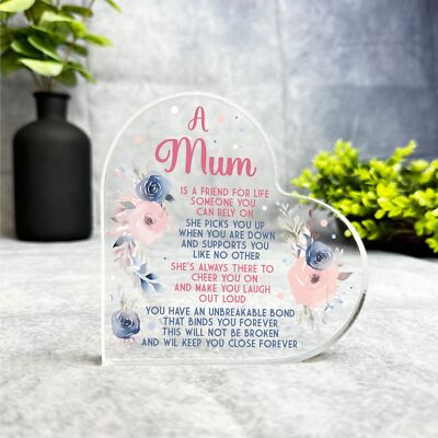 Geschenk für Mama Gedicht rosa blau Blumen Seite Herz Andenken Plakette Ornament Geschenk