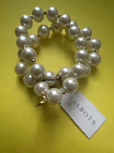TALBOTS SABINE PEARL STRETCH BRACELET Set of 2