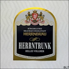 Herrnbrau Herrntrunk Helles Vollbier Beer Label (BL7)