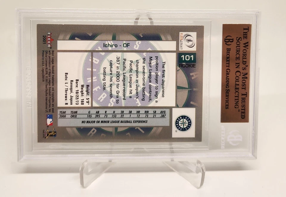 2001 FLEER LEGACY ICHIRO SUZUKI RC #101! BGS 9.5 GEM MINT W/SUBGRADES! MARINERS - Image 3 of 3