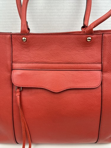 Rebecca Minkoff Large Mab Malaga Leather Red Tote Handbag - Picture 2 of 14