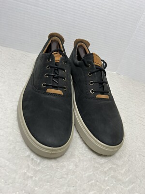 Ecco Kyle Mens Size 10W Sneakers Black Nubuck Leather Low Top Casual Shoes