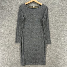 A New Day Dress Women S Gray Sheath Midi Long Sleeve Round Neck Rayon