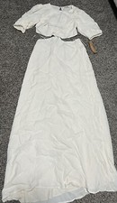 Reformation Tori Dress Ivory White Maxi Keyhole Open Back Size 8